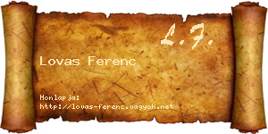 Lovas Ferenc névjegykártya